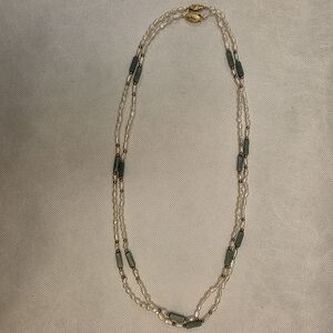 Elegant Green and Gold Beaded Necklace